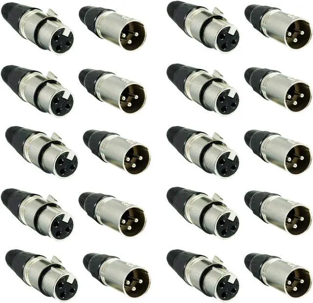 Main image of 5 CORE XLR Connector Male Female to 1/4 Audio Jack 3 Pin Secure Microphone Plug with Locking Ends - XLR 10 Pair