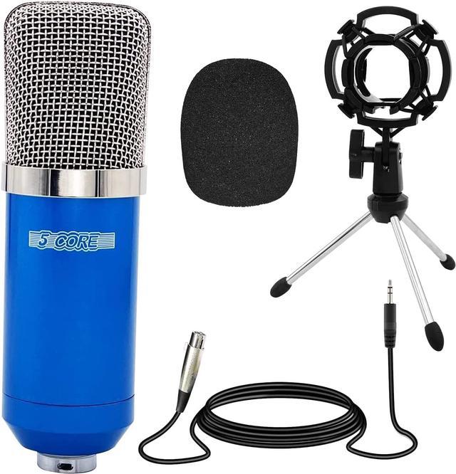 XLR Microphone Condenser Mic for Computer Gaming, Podcast Stock Mount  Tripod Stand Kit for Streaming, Recording, Vocals, Voice, Cardioids Studio  Microphone 5 Core RM 5 BLU 