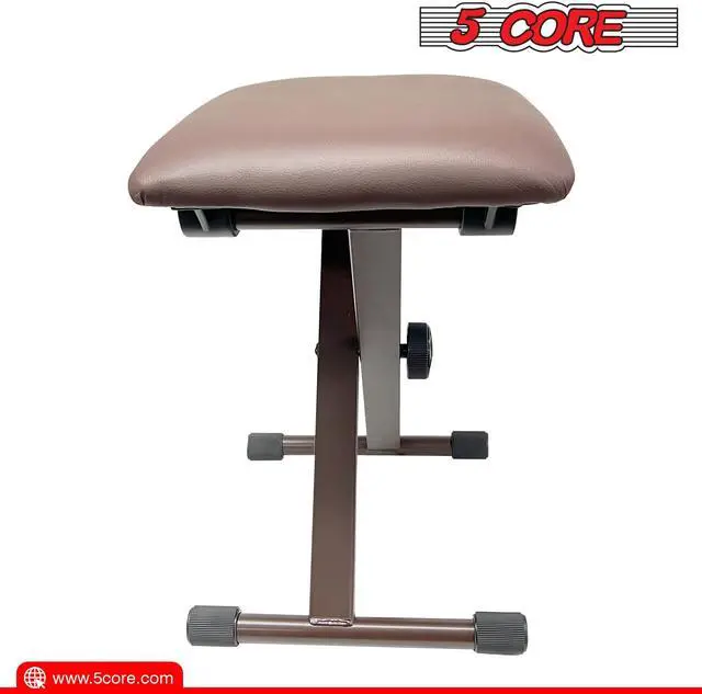 Alt view image 7 of 7 - 5 Core Premium Adjustable Padded Keyboard X-Style Bench Portable Foldable Piano Keyboard Stool Extra Thick Padded Chair 4 Non-Slip Rubber Feet , Thick Foam Cushion, Brown No Installation Needed DS 02