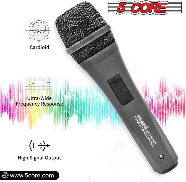 Alt view image 5 of 11 - 5 Core Microphone XLR Dynamic Mic Karaoke Singing Handheld Microfono Wired Professional Unidirectional 1/4 Plug In Cord Connection for Vocal DJ Music - PM 608