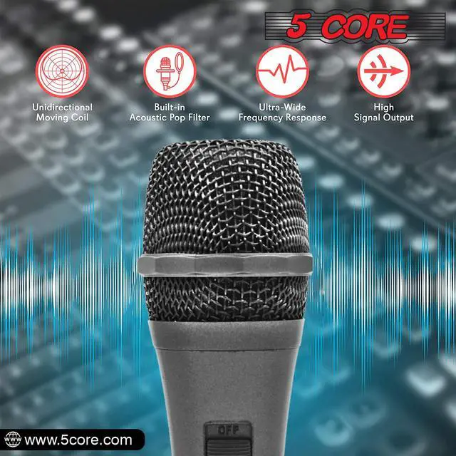 Alt view image 6 of 11 - 5 Core Microphone XLR Dynamic Mic Karaoke Singing Handheld Microfono Wired Professional Unidirectional 1/4 Plug In Cord Connection for Vocal DJ Music - PM 608