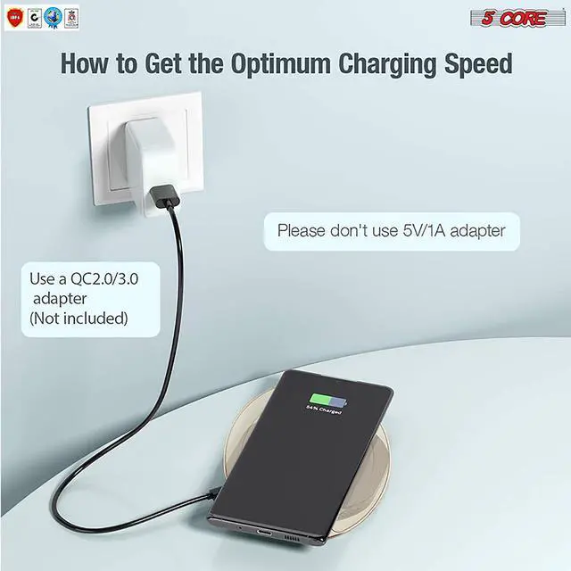 Alt view image 5 of 11 - 5 Core Wireless Charger Pad 15W Fast Charging Station , QI Phone & Air Pods & Compatible CDKW04 W