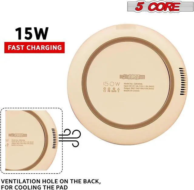 Alt view image 2 of 11 - 5 Core Wireless Charger Pad 15W Fast Charging Station , QI Phone & Air Pods & Compatible CDKW04 W