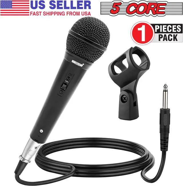 Main image of 5 Core Microphone XLR Dynamic Mic Karaoke Singing Handheld Microfono Wired Professional Unidirectional 1/4 Plug In Cord Connection for Vocal DJ Music - PM 1O1 BLK