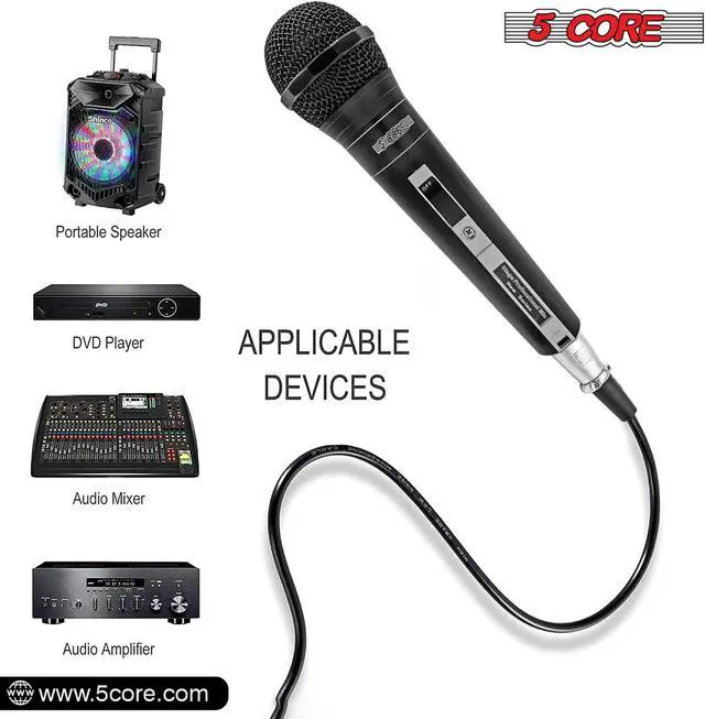 Alt view image 5 of 10 - 5 Core Microphone XLR Dynamic Mic Karaoke Singing Handheld Microfono Wired Professional Unidirectional 1/4 Plug In Cord Connection for Vocal DJ Music - PM 757