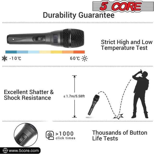 Alt view image 5 of 14 - 5 Core Mic Karaoke Dynamic Handheld XLR Microphone for Professional Vocal Recording Live Stage Singing Music Neodymium 1/4 Corded Wired Micrófono - ND-32 ARMEX