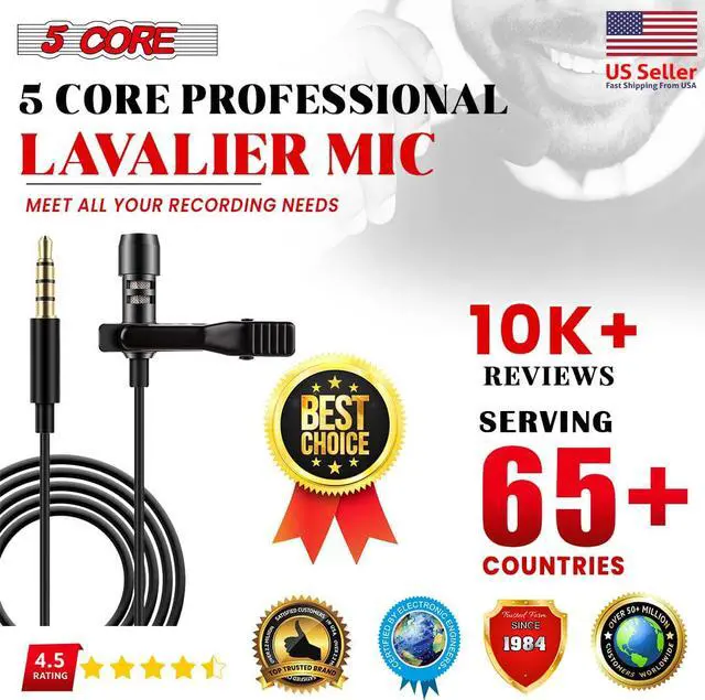 Alt view image 6 of 8 - 5 Core Professional Omnidirectional Lavalier Microphone 3.5mm Clip-On Lapel Mic for Smartphone DSLR Camera PC Interview Video Camcorders Audio Recorder 5 Core CM MOB 2M