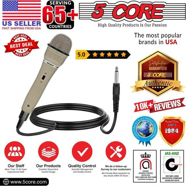 Alt view image 7 of 7 - 5 Core Microphone XLR Dynamic Mic Karaoke Singing Handheld Microfono Wired Professional Unidirectional 1/4 Plug In Cord Connection for Vocal DJ Music - PM 301