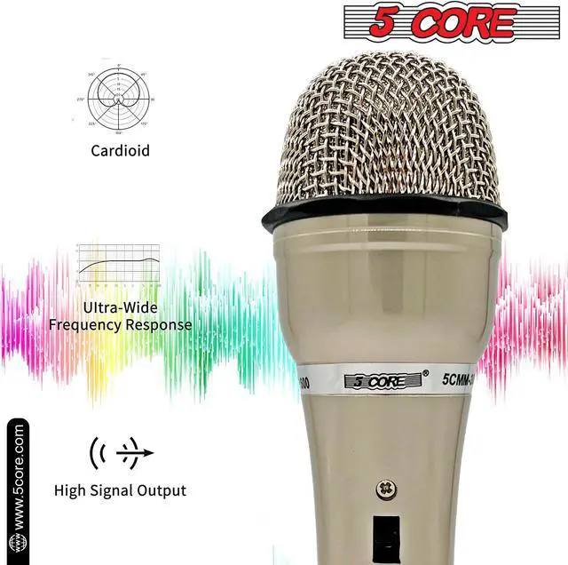 Alt view image 3 of 7 - 5 Core Microphone XLR Dynamic Mic Karaoke Singing Handheld Microfono Wired Professional Unidirectional 1/4 Plug In Cord Connection for Vocal DJ Music - PM 301