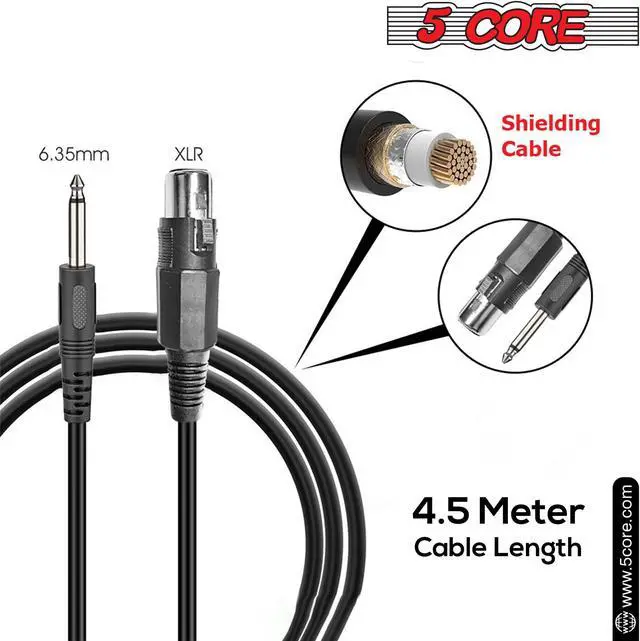 Alt view image 5 of 7 - 5 Core Microphone XLR Dynamic Mic Karaoke Singing Handheld Microfono Wired Professional Unidirectional 1/4 Plug In Cord Connection for Vocal DJ Music - PM 301