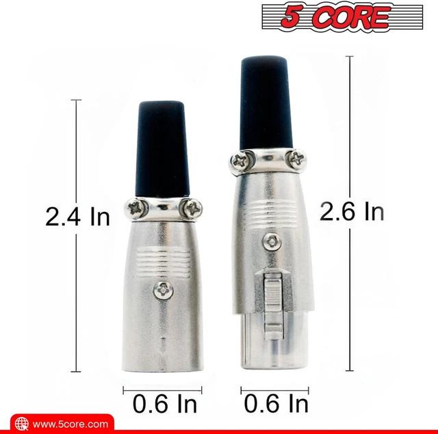 Alt view image 2 of 7 - 5 CORE XLR Connector Male Female to 1/4 Audio Jack 3 Pin Secure Microphone Plug with Locking Ends - XLR 1 Pair
