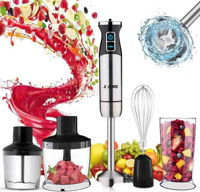 Immersion Blender Handheld, 500W 4 in 1 Hand Mixer Stick Blender with 304  Stainless Steel Blade, Food Processor, Beaker and Egg Whisk,BPA-Free, for  Smoothies,Milk Shakes,Juice,Baby Food 