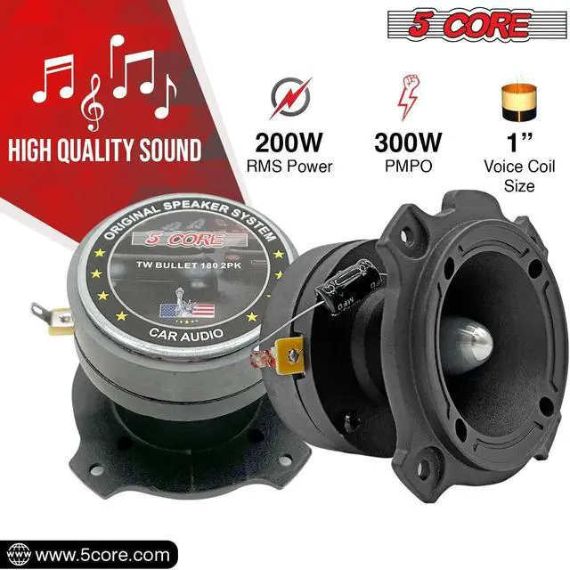 Alt view image 5 of 5 - 5 CORE 6.5" Inch Mid-Range Replacement Pro Audio Car Speaker 1600W Max 4 Ohms and 2.8 Inch Super Tweeter 2 Pieces - MR6.5-4oHMX2Pcs+TW-BULLET180X2Pcs