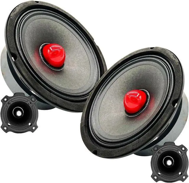 Main image of 5 CORE 6.5" Inch Mid-Range Replacement Pro Audio Car Speaker 1600W Max 4 Ohms and 2.8 Inch Super Tweeter 2 Pieces - MR6.5-4oHMX2Pcs+TW-BULLET180X2Pcs