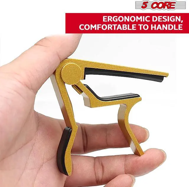 Alt view image 2 of 7 - 5CORE Capo Acoustic Electric Guitar 6 String Quick And Easy Adjustment Classic Clip - Banjo Mandolin Or Ukulele Capotraste Para Guitarra - CAPO GLD