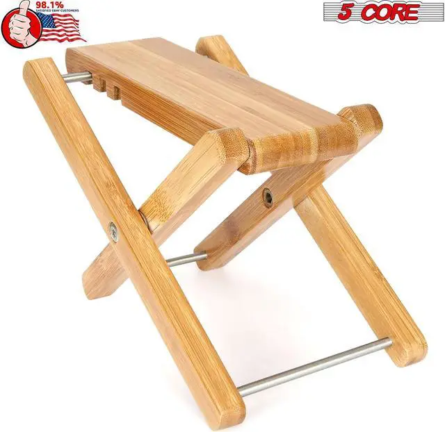 Main image of 5 Core Wood Guitar Foot Stool 3 Position Height Adjustable Guitar Foot Stand Solid Wood Foot Stool GFS WD