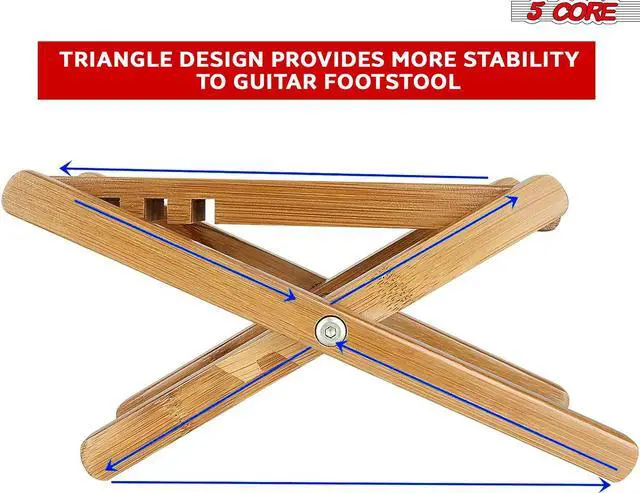 Alt view image 2 of 14 - 5 Core Wood Guitar Foot Stool 3 Position Height Adjustable Guitar Foot Stand Solid Wood Foot Stool GFS WD