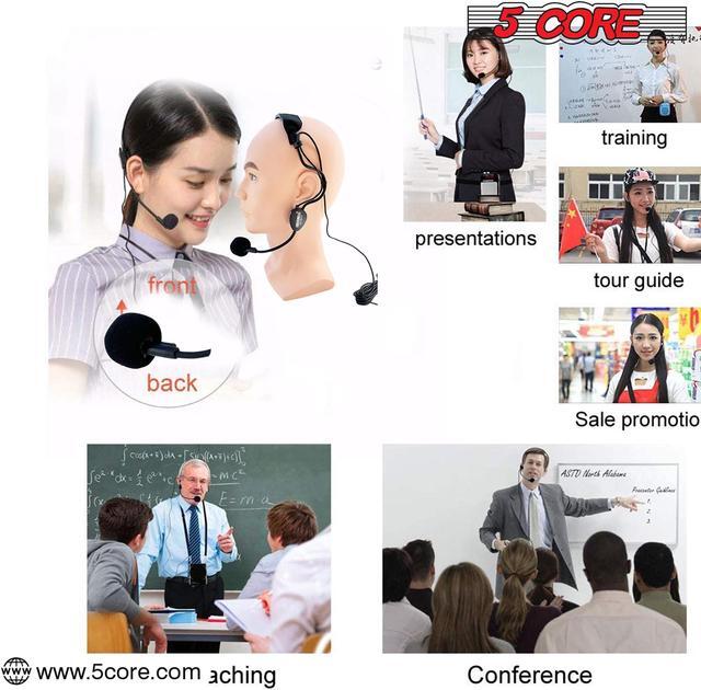 Alt view image 4 of 7 - 5 Core Headset Microphone Professional Flexible Boom Wired Hands Free Mic 1/4" Connector Jack for Speakers Voice Amplifier Coaches PA System - MIC HM 01
