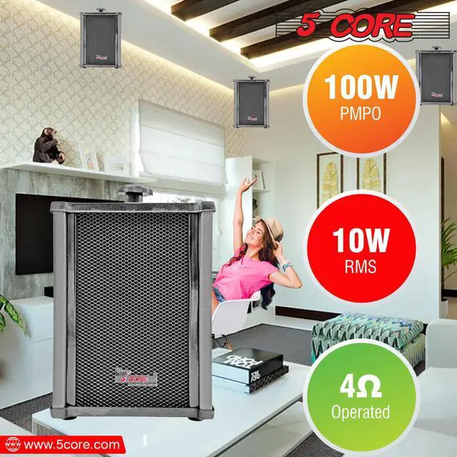 Alt view image 3 of 12 - 5 Core Outdoor Speakers Pair Stereo In Wall Speaker 100W Peak Passive Outside Surface Mount Wired Waterproof Patio House Garage Indoor Exterior Audio System Out Door Bocinas Para Casa - 10T G 2PCS