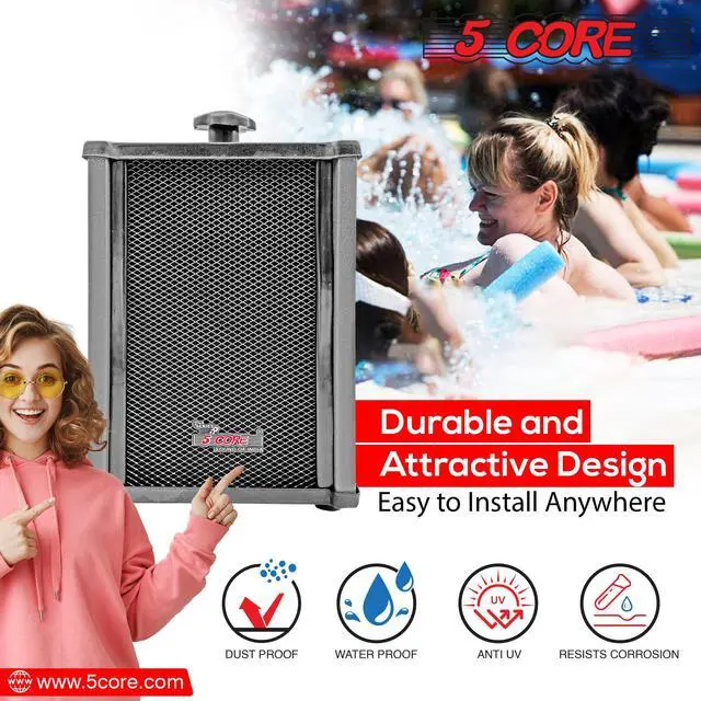 Alt view image 2 of 12 - 5 Core Outdoor Speakers Pair Stereo In Wall Speaker 100W Peak Passive Outside Surface Mount Wired Waterproof Patio House Garage Indoor Exterior Audio System Out Door Bocinas Para Casa - 10T G 2PCS