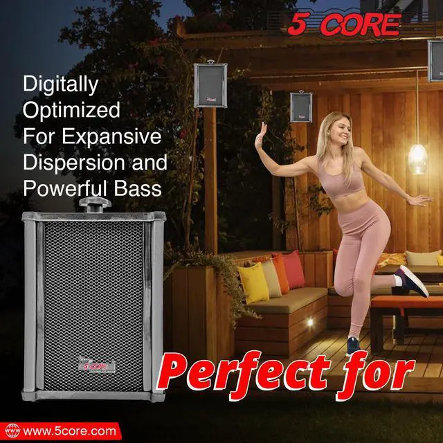 Alt view image 5 of 12 - 5 Core Outdoor Speakers Pair Stereo In Wall Speaker 100W Peak Passive Outside Surface Mount Wired Waterproof Patio House Garage Indoor Exterior Audio System Out Door Bocinas Para Casa - 10T G 2PCS