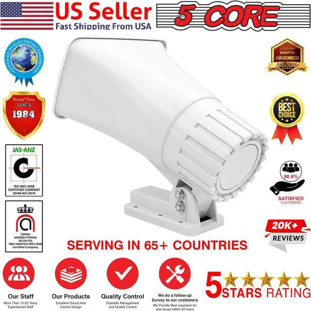 Alt view image 7 of 14 - 5 Core PA Speaker 6 x 4 Inch 50W Bull Horn Loud Indoor Outdoor Speakers System 8Ohm Reflex Megaphone Mounting Bracket & Hardware Included White - HW 405 WH