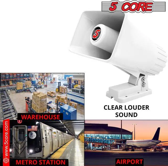 Alt view image 5 of 14 - 5 Core PA Speaker 6 x 4 Inch 50W Bull Horn Loud Indoor Outdoor Speakers System 8Ohm Reflex Megaphone Mounting Bracket & Hardware Included White - HW 405 WH