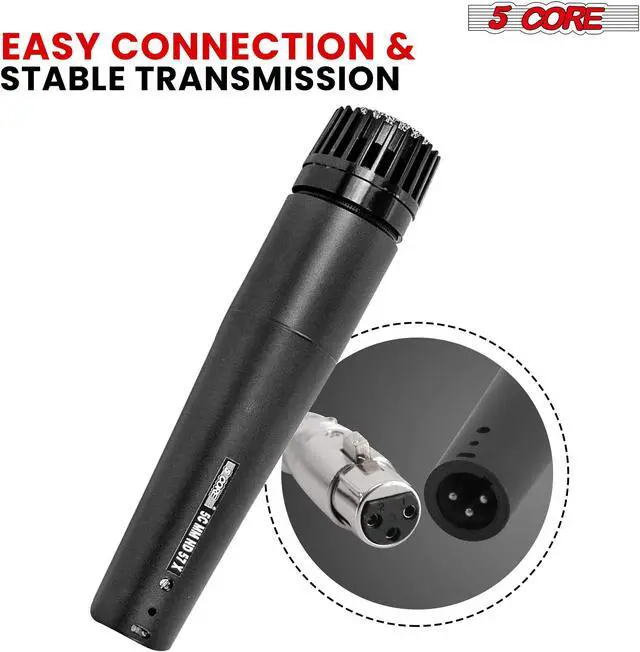 Alt view image 6 of 10 - 5 Core Dynamic Instrument Mic - Premium Quality and Versatile Mic for Live Performances, On Stage and Studio Recording - Durable Metal Mic- Cable, Mic Holder and Bag Included- ND-57X