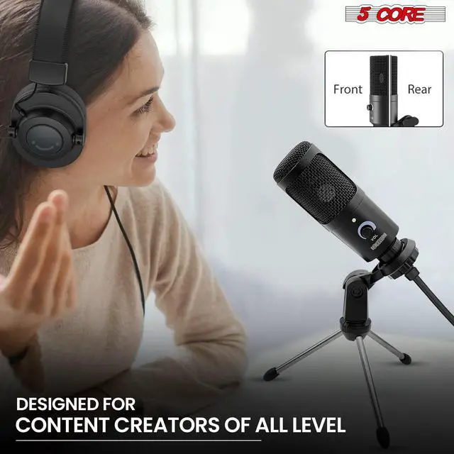 Alt view image 7 of 8 - 5 Core Professional Studio Recording Kit Podcast Equipment Bundle Includes Recording Microphone RM BLK TRI