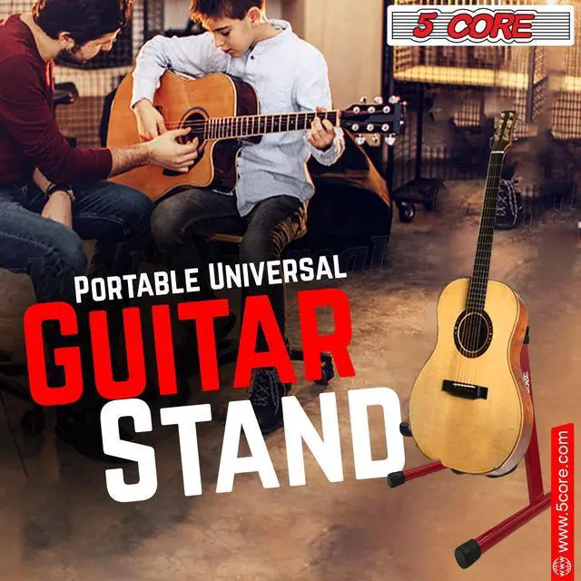 Alt view image 6 of 7 - 5 Core Guitar Stand A Frame Shape w Soft Foam Arms Non Slip Rubber Supports Acoustic Electric Bass Ukulele Banjo for School Studio Stage Concerts Red - GSS RED