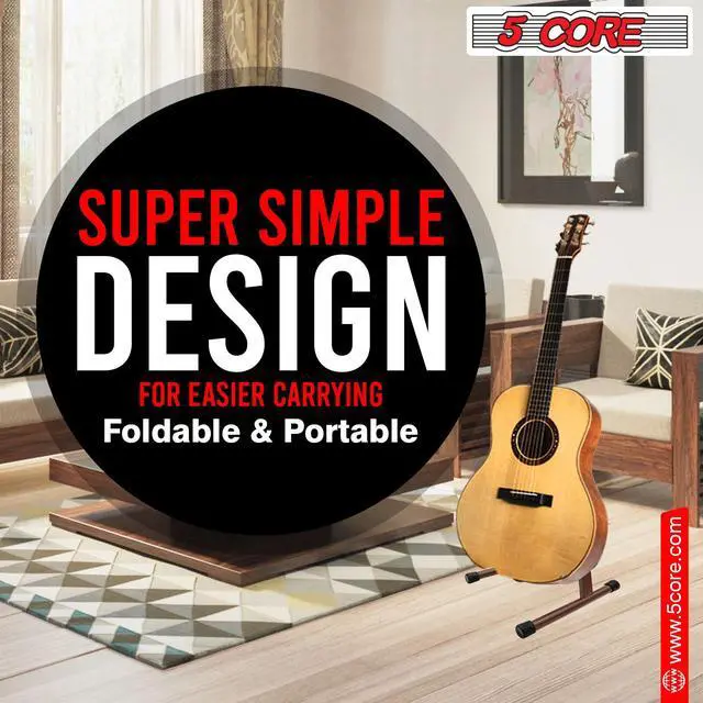 Alt view image 7 of 8 - 5 Core Guitar Stand A Frame Shape w Soft Foam Arms Non Slip Rubber Supports Acoustic Electric Bass Ukulele Banjo for School Studio Stage Concerts Brown - GSS BR