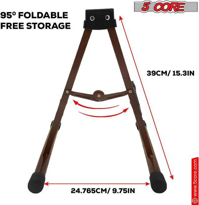 Alt view image 2 of 8 - 5 Core Guitar Stand A Frame Shape w Soft Foam Arms Non Slip Rubber Supports Acoustic Electric Bass Ukulele Banjo for School Studio Stage Concerts Brown - GSS BR