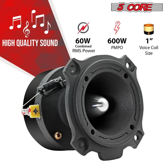 Alt view image 4 of 7 - 5 Core 3.5 Inch Tweeters Pair Set 60W Combined RMS 4 OHM Super Tweeter Speakers for Car Audio PA DJ System Aluminum Build Easy to Mount - TW BLT 180 BLK PAIR