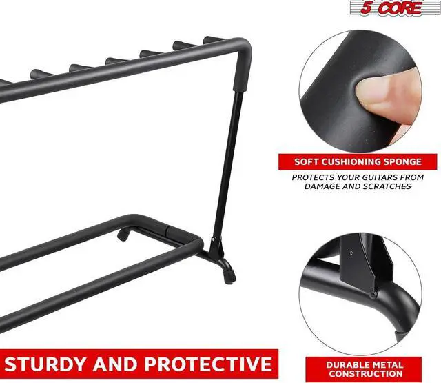 Alt view image 2 of 7 - 5 Core Guitar Rack Stand Heavy Duty 9 Guitars Holder Universal Multi Storage for Band Stage Acoustic Electric and Bass Soporte Para Guitarra - GRack 9N1 OVAL