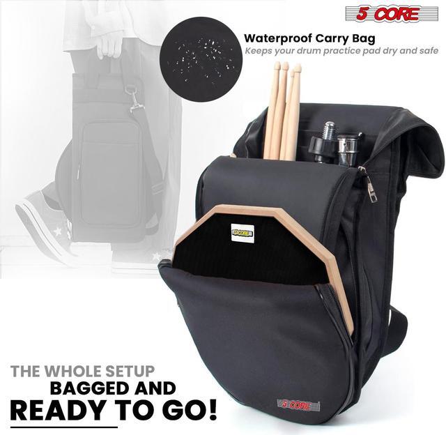 Alt view image 6 of 7 - 5 Core Drum Practice Pad Set 12" Adjustable Snare Drumming Stand Double Sided Silent Drummer Kit - DPAD COMBO BLK
