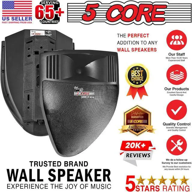 Alt view image 7 of 7 - 5 CORE Outdoor Speaker Wired Waterproof System Wall Mounted Indoor Outside Patio Backyard Surround Sound Home Exterior Corner