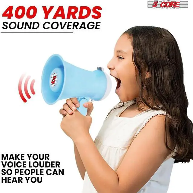 Alt view image 5 of 7 - 5 Core Megaphone Bullhorn Speaker 15W Mini Battery Power Bull Horn w Siren 400 Yard Range