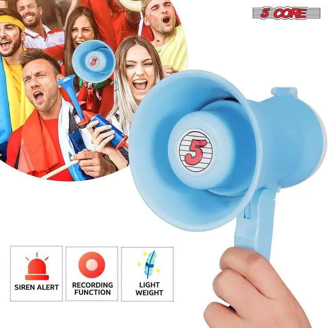 Alt view image 6 of 7 - 5 Core Megaphone Bullhorn Speaker 15W Mini Battery Power Bull Horn w Siren 400 Yard Range