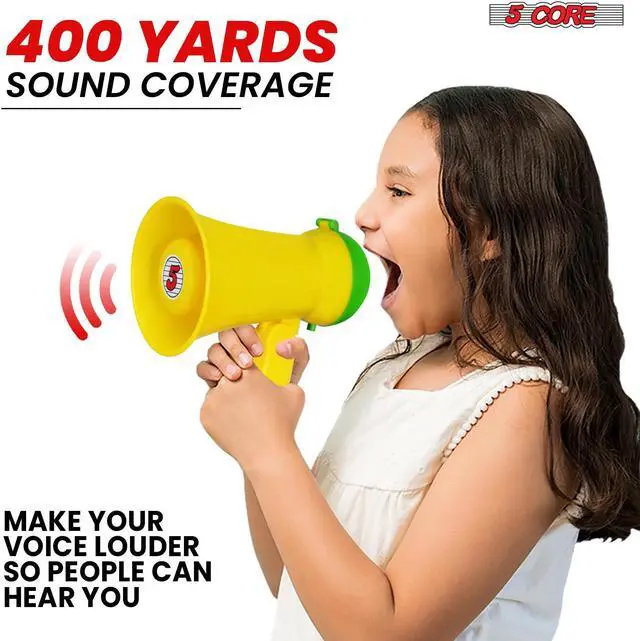 Alt view image 2 of 7 - 5 Core Megaphone Bullhorn Speaker 15W Mini Battery Power Bull Horn w Siren 400 Yard Range