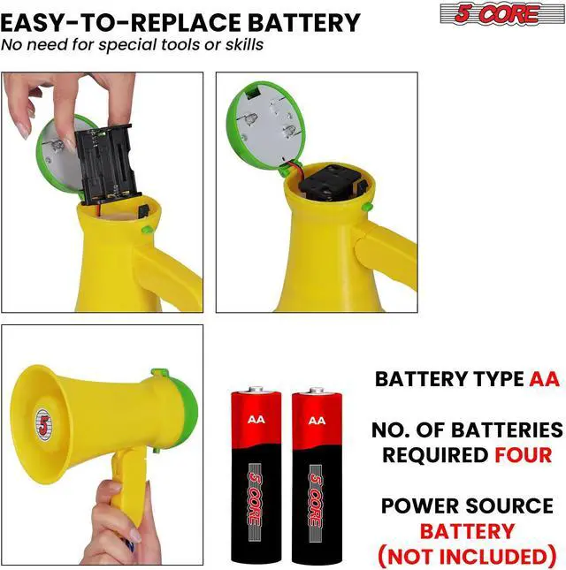 Alt view image 5 of 7 - 5 Core Megaphone Bullhorn Speaker 15W Mini Battery Power Bull Horn w Siren 400 Yard Range