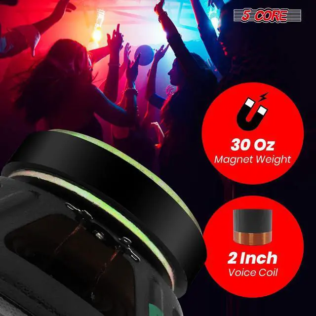 Alt view image 7 of 8 - 5 Core 10 Inch Subwoofer Speaker 600W Peak 4 Ohm Replacement Car Audio Bass Sub Woofer with 30 Oz Magnet WF 10120 8OHM