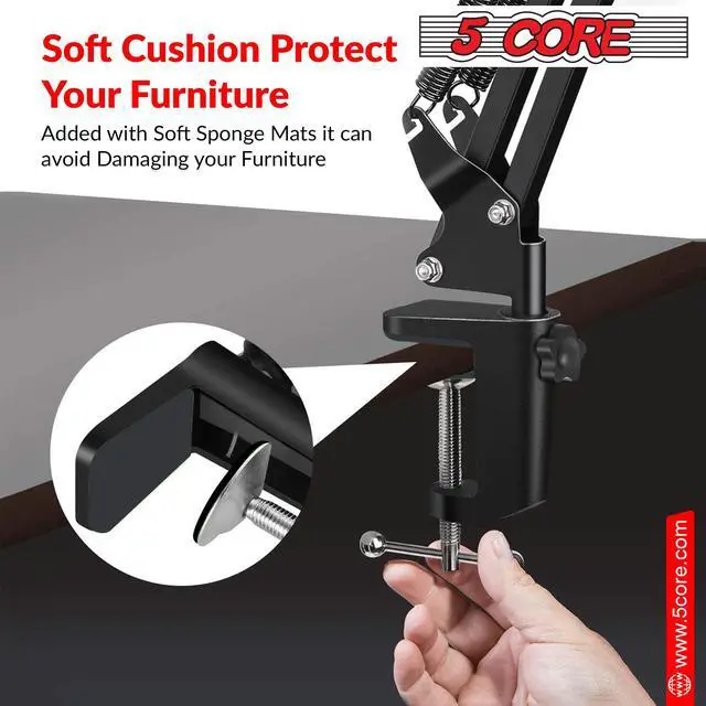 Alt view image 7 of 8 - 5 Core Professional Microphone Stand with Pop Filter Heavy Duty Microphone Suspension Scissor Arm Stand and Windscreen Mask Shield 5 Core RM STND 2 (with Pop Filter)