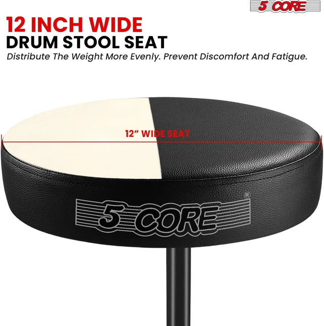 Alt view image 5 of 7 - 5 Core Drum Throne 3 Inch Thick Padded Comfortable Guitar Stool Drummer Chair Height Adjustable Musician Seat For Adults And Kids Black - DS 01 BLK