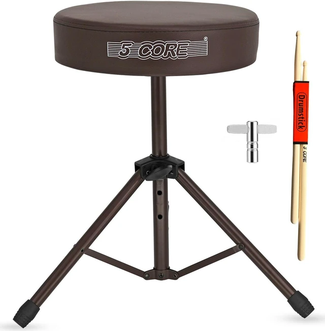 Main image of 5 Core Drum Throne Height Adjustable guitar stool Thick Padded DJ Chair Seat with Anti Slip Feet Multipurpose Musician Chair for Adults and Kids Drummer Cello Guitar Player - DS 01 BR