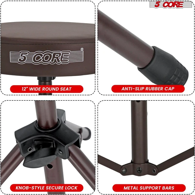 Alt view image 6 of 7 - 5 Core Drum Throne Height Adjustable guitar stool Thick Padded DJ Chair Seat with Anti Slip Feet Multipurpose Musician Chair for Adults and Kids Drummer Cello Guitar Player - DS 01 BR