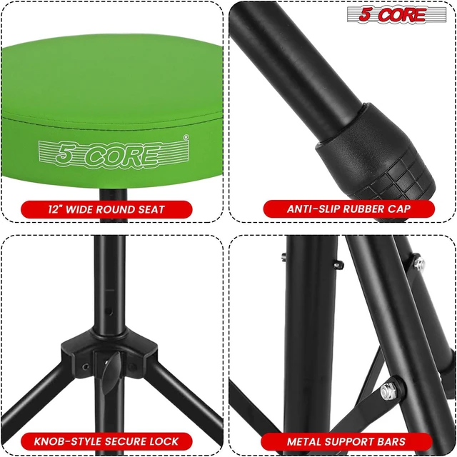 Alt view image 7 of 7 - 5 Core Drum Throne 3 Inch Thick Padded Comfortable Guitar Stool Drummer Chair Height Adjustable Musician Seat For Adults And Kids Green - DS 01 GR