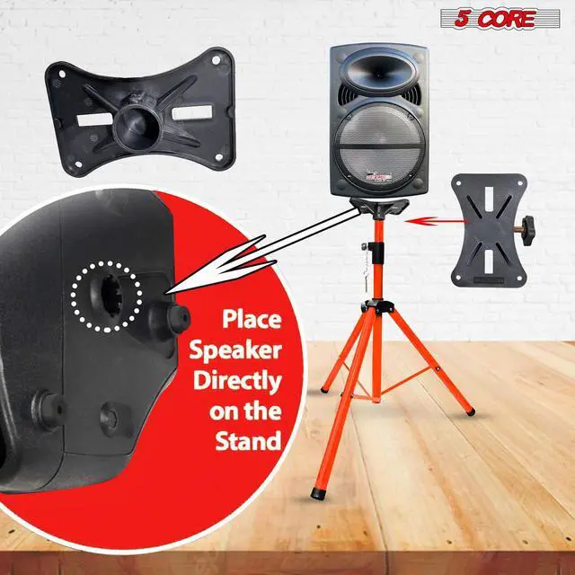 Alt view image 6 of 7 - 5 Core Speaker Stand Pair Tripod Floor Heavy Duty Adjustable Up to 48 Inch DJ Studio kanto Monitor Stands Pole Mount - SS HD 2PK ORG 4FT Bag