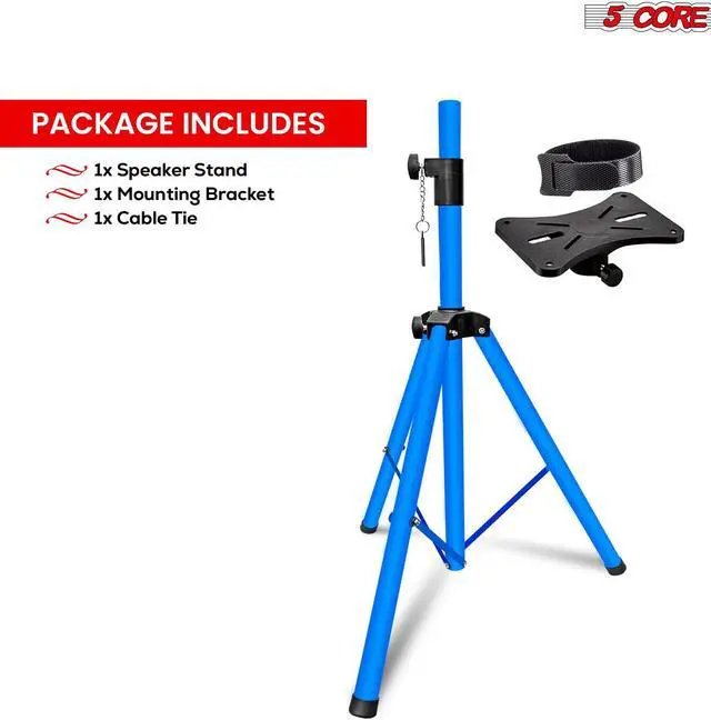 Alt view image 4 of 7 - 5 Core Speaker Stand Tripod Floor Adjustable Up to 48 Inch DJ Studio Monitor kanto Stands Pole Mount - SS HD 1PK Sky BLU 4FT