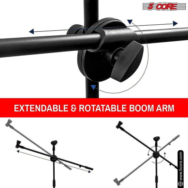 Alt view image 3 of 7 - 5 Core Tripod Mic Stand Adjustable Heavy Duty Floor Holder Microphone Boom Arm