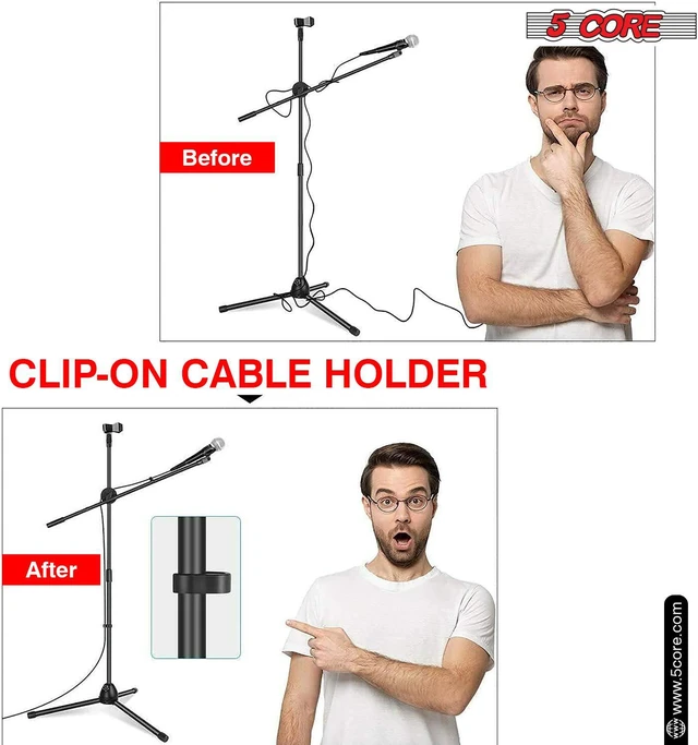 Alt view image 5 of 7 - 5 Core Tripod Mic Stand Adjustable Heavy Duty Floor Holder Microphone Boom Arm